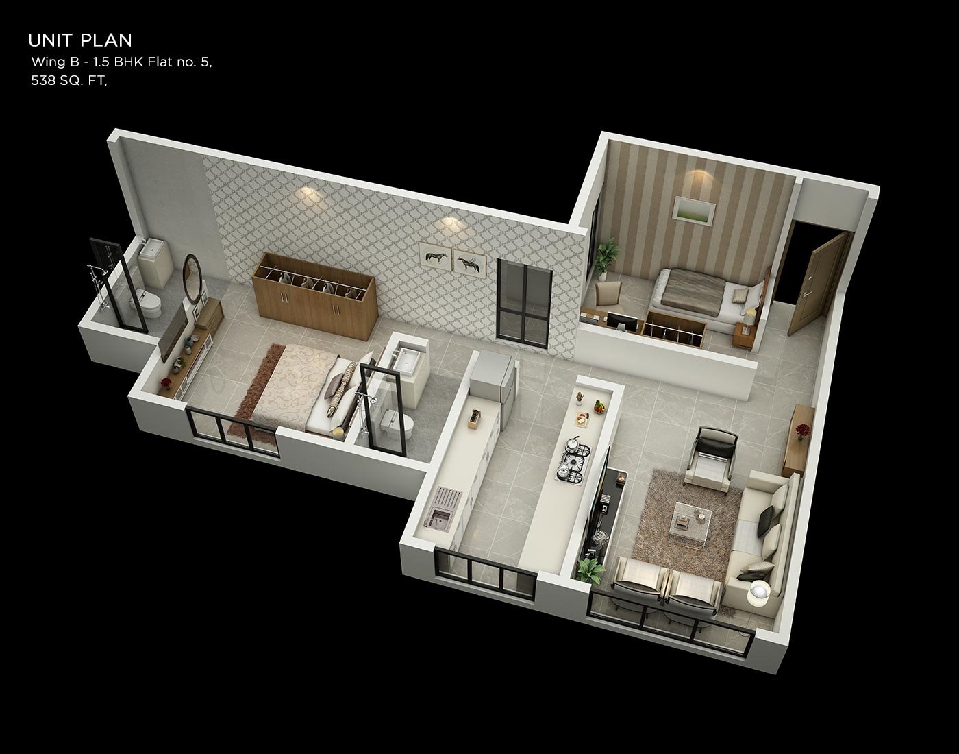 1.5 BHK &mdash; Type B